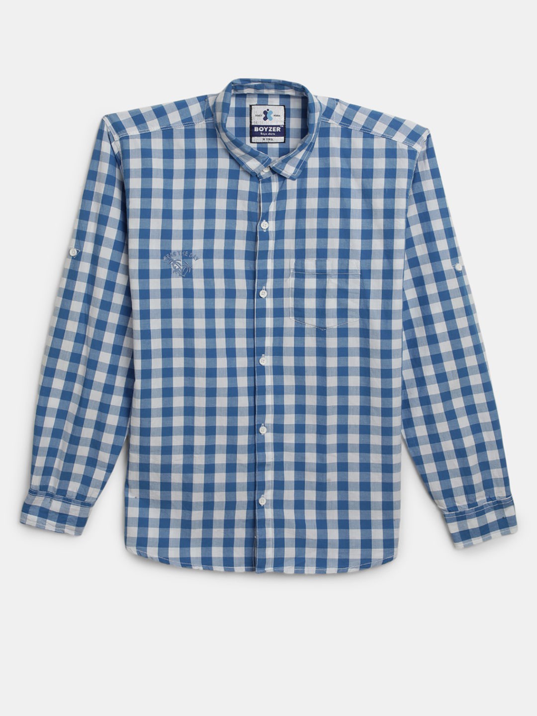 

V-Mart Boys Classic Gingham Checks Opaque Checked Cotton Casual Shirt, Blue