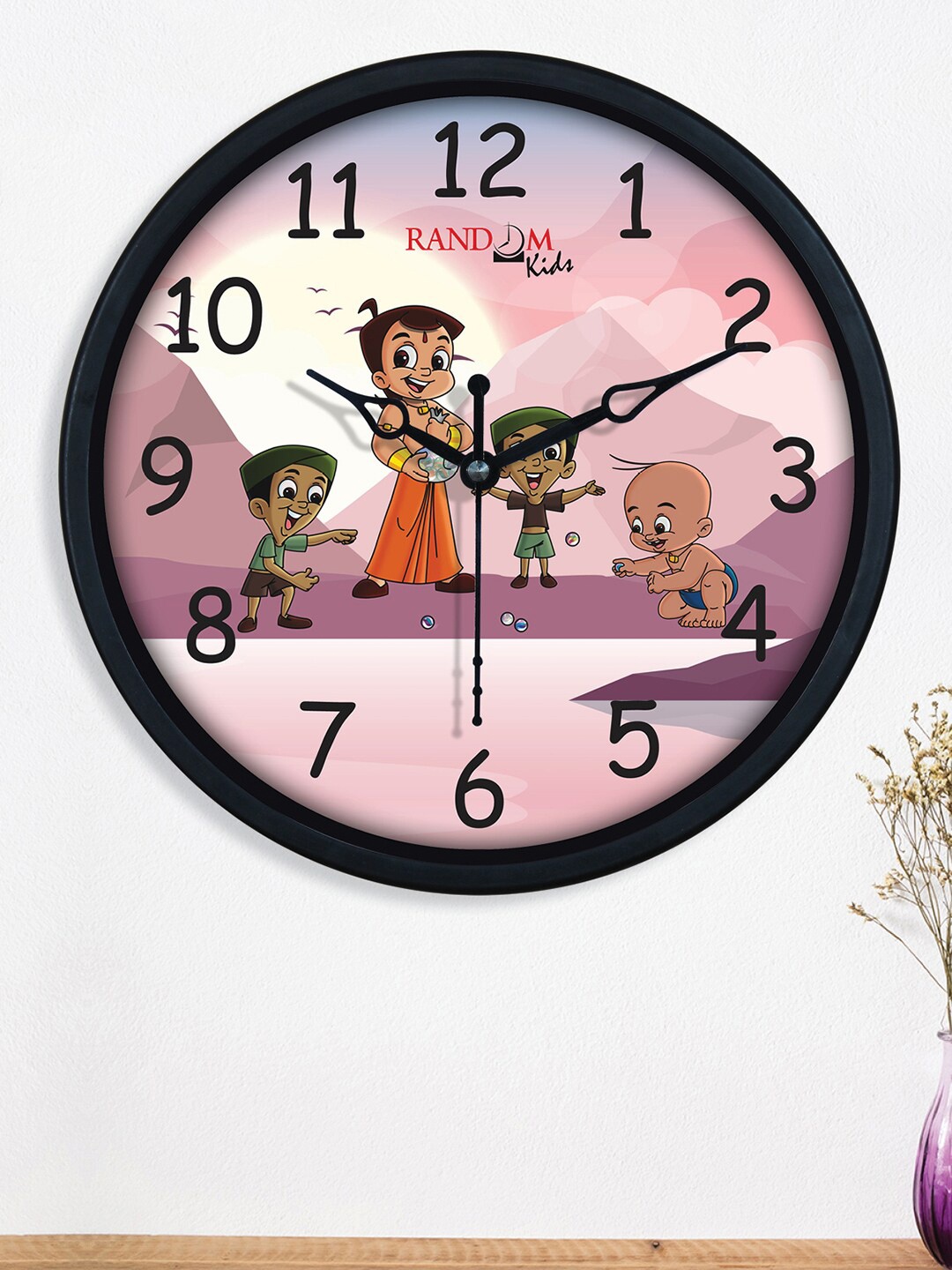 

RANDOM Black & Purple Bheem Toli Printed Contemporary Analogue Wall Clock