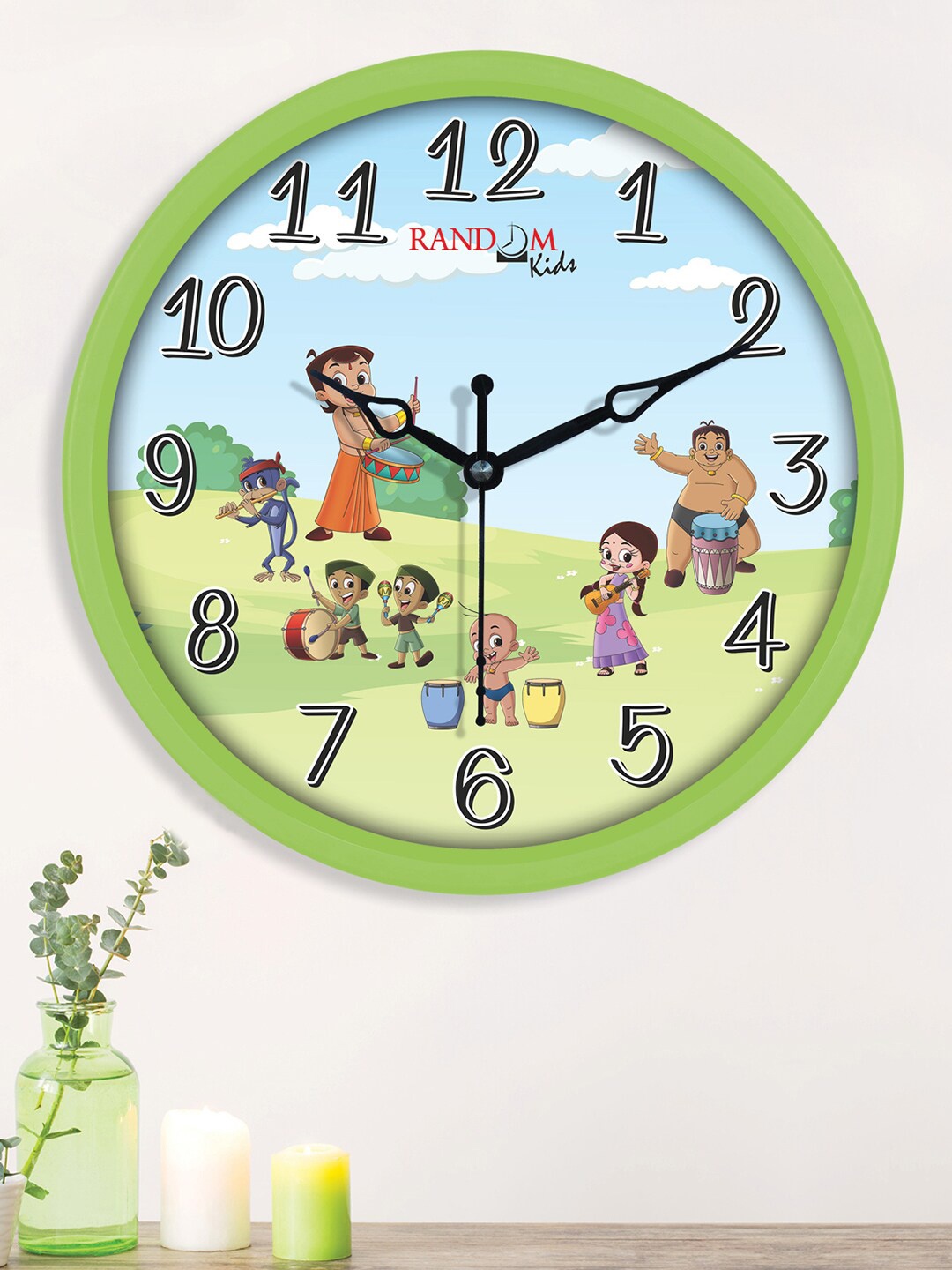 

RANDOM Green & Blue Playing Chhota Bheem Printed Analogue Contemporary Wall Clock