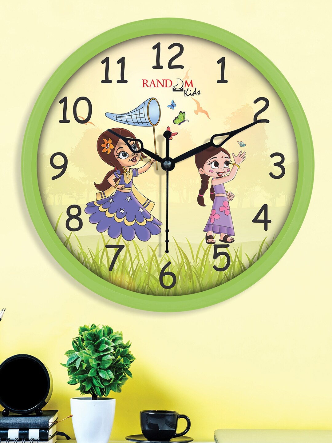 

RANDOM Green & Beige Chhota Bheem Team Playing Printed Analogue Contemporary Wall Clock