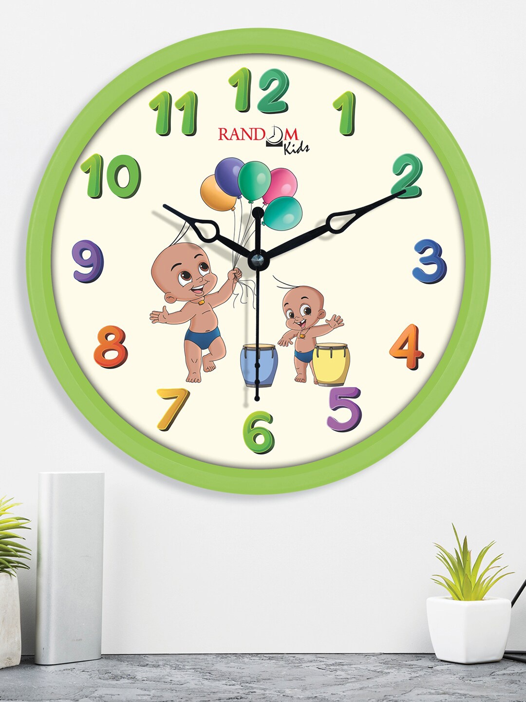 

RANDOM Green & Beige Cartoon Kids Printed Analogue Contemporary Wall Clock