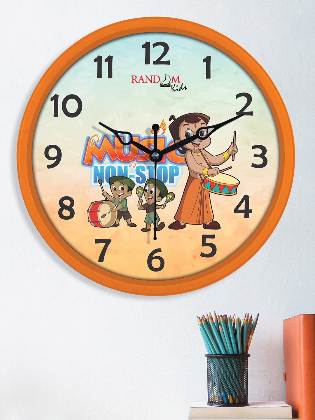 

RANDOM Orange & Brown Music Non-Stop Chhota Bheem Printed Analogue Contemporary Wall Clock