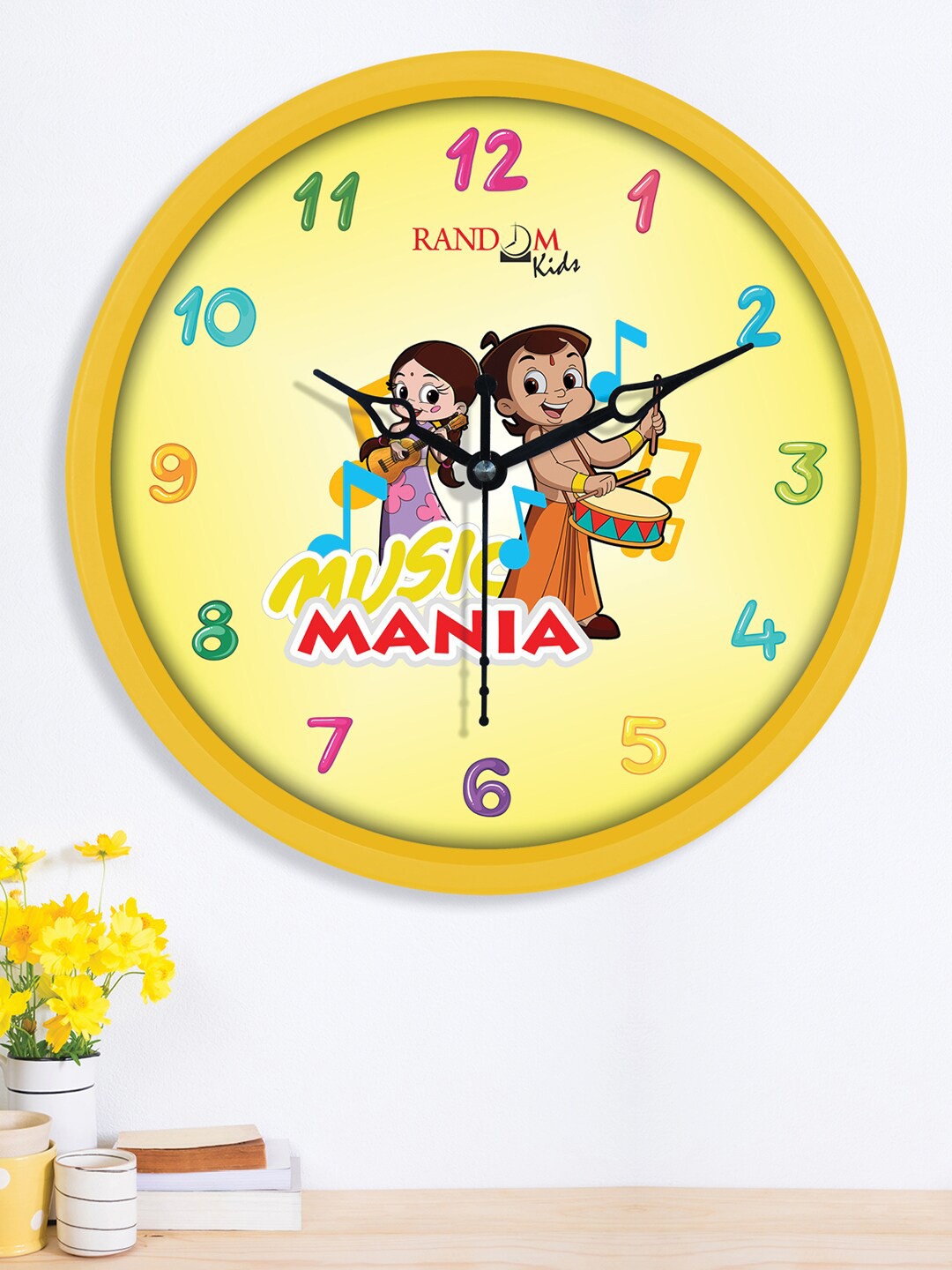

RANDOM Yellow & Blue Music Mania Printed Analogue Contemporary Wall Clock