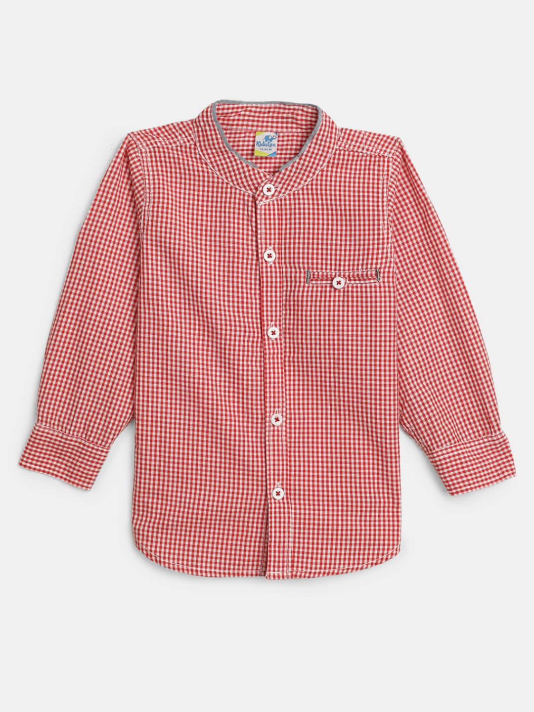 

V-Mart Infant Boys Classic Gingham Checks Opaque Checked Cotton Casual Shirt, Red