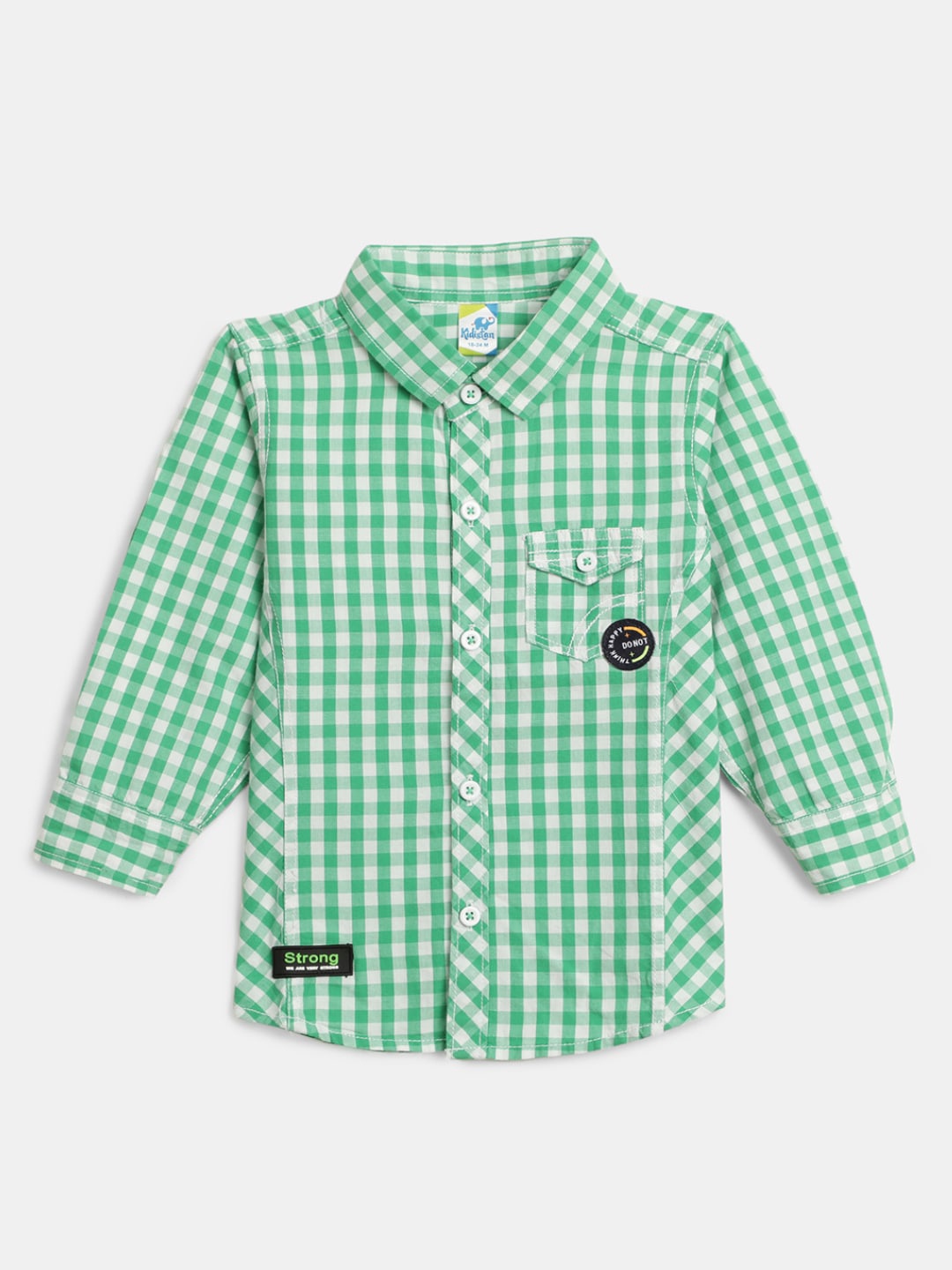 

V-Mart Boys Classic Gingham Checks Opaque Checked Popline Casual Shirt, Green