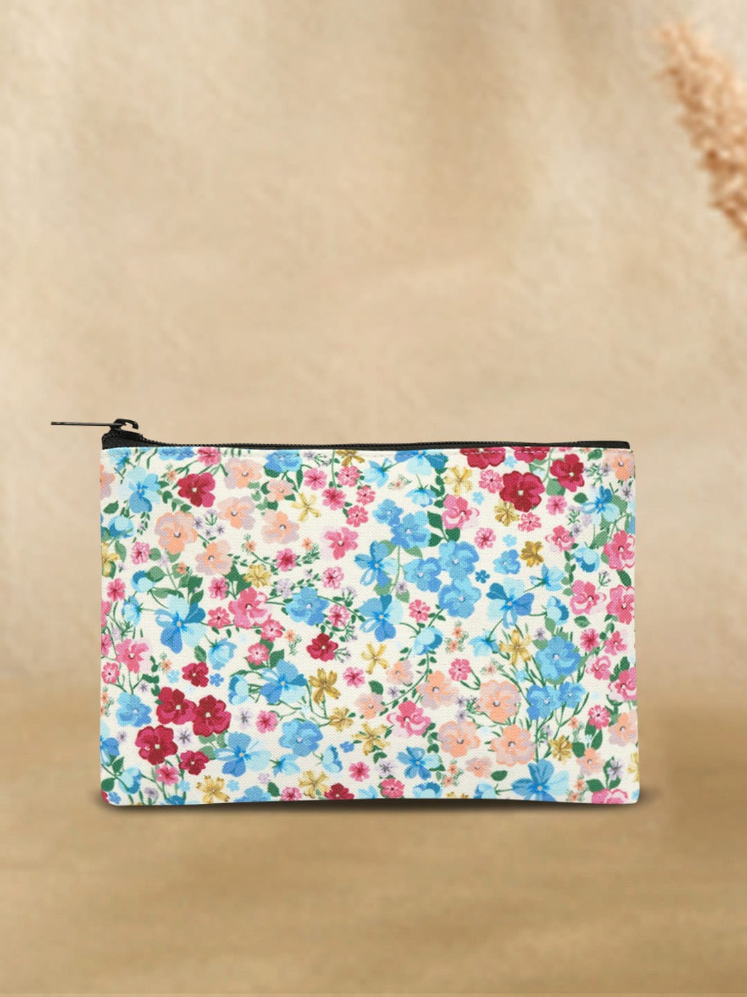 

Crazy Corner Printed Glittery Travel Makeup Pouch, White