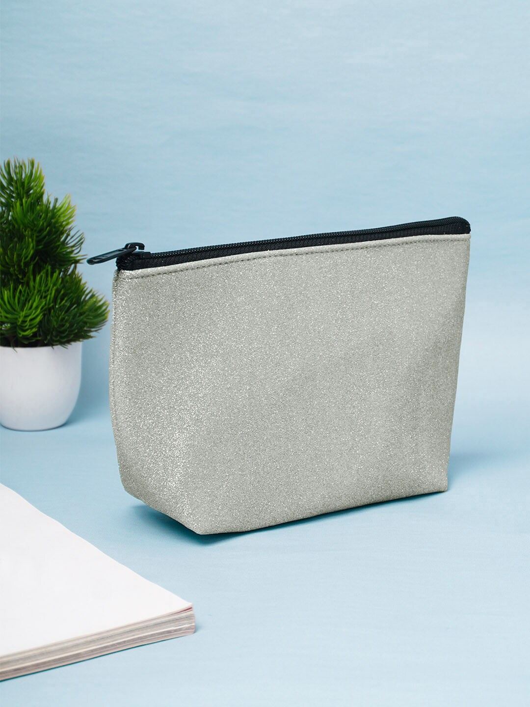 

Crazy Corner Glittery Travel Makeup Pouch, Silver