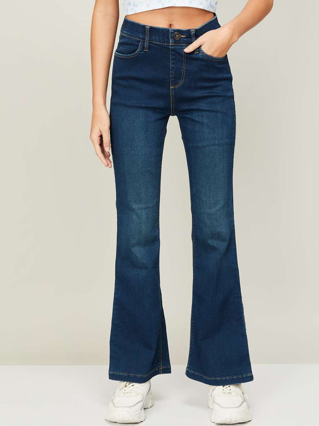 

Xpose Women Comfort Bootcut High-Rise Light Fade Stretchable Jeans, Blue