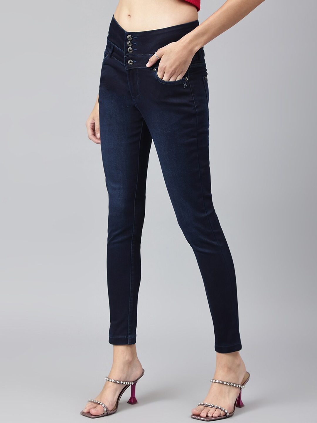 

Xpose Women Comfort Slim Fit High-Rise Stretchable Jeans, Blue