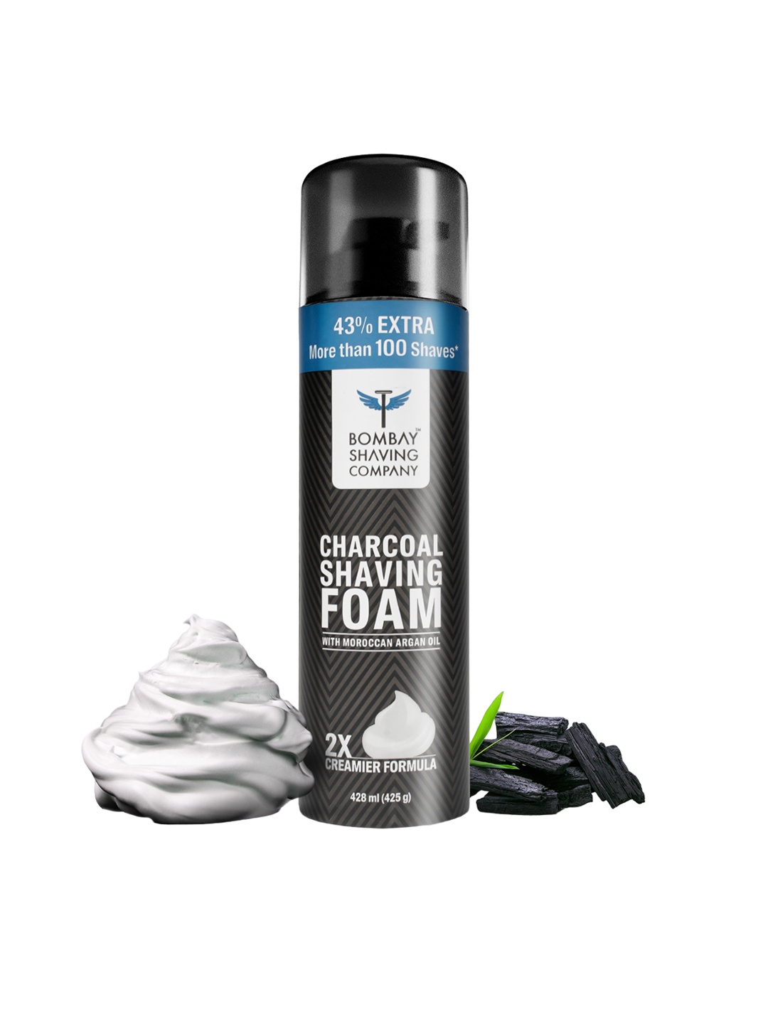 

Bombay Shaving Company Men Charcoal Shaving Foam with Morrocan Argan Oil - 425g, Black