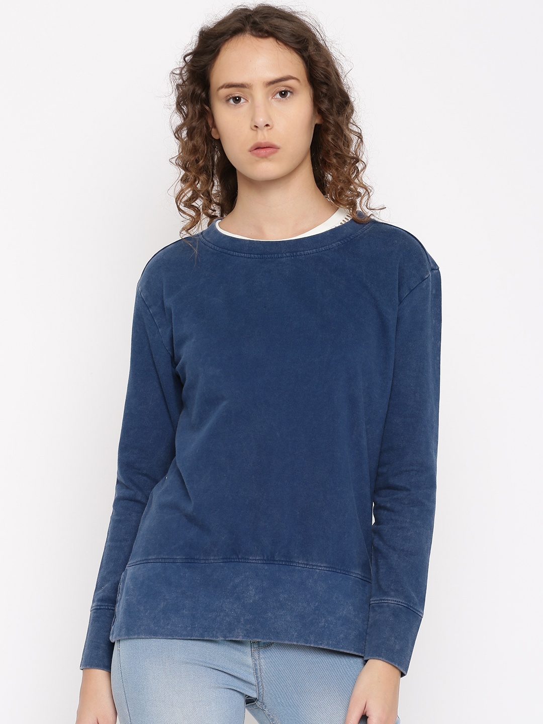 

Flying Machine Women Blue Solid Sweatshirt