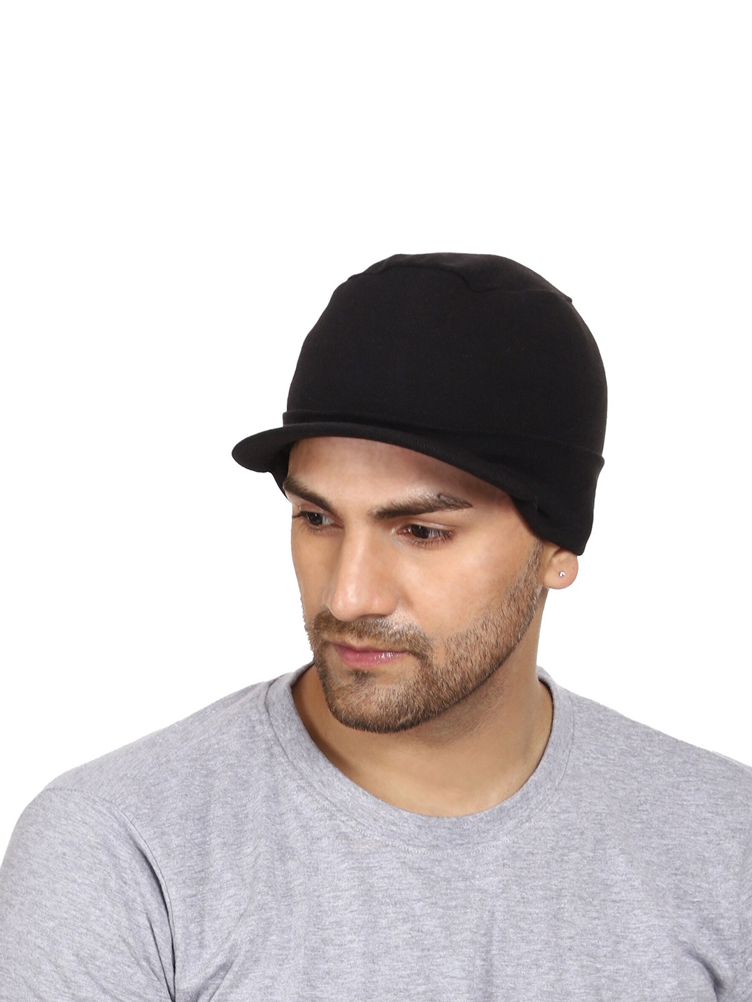

Gajraj Solid Cotton Visor Cap, Black