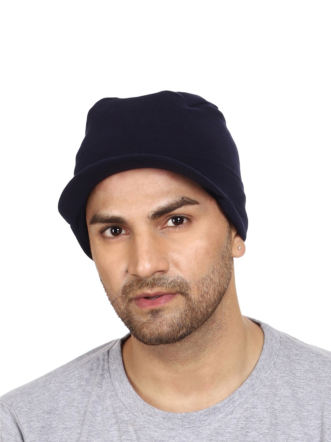 

Gajraj Solid Cotton Visor Cap, Navy blue
