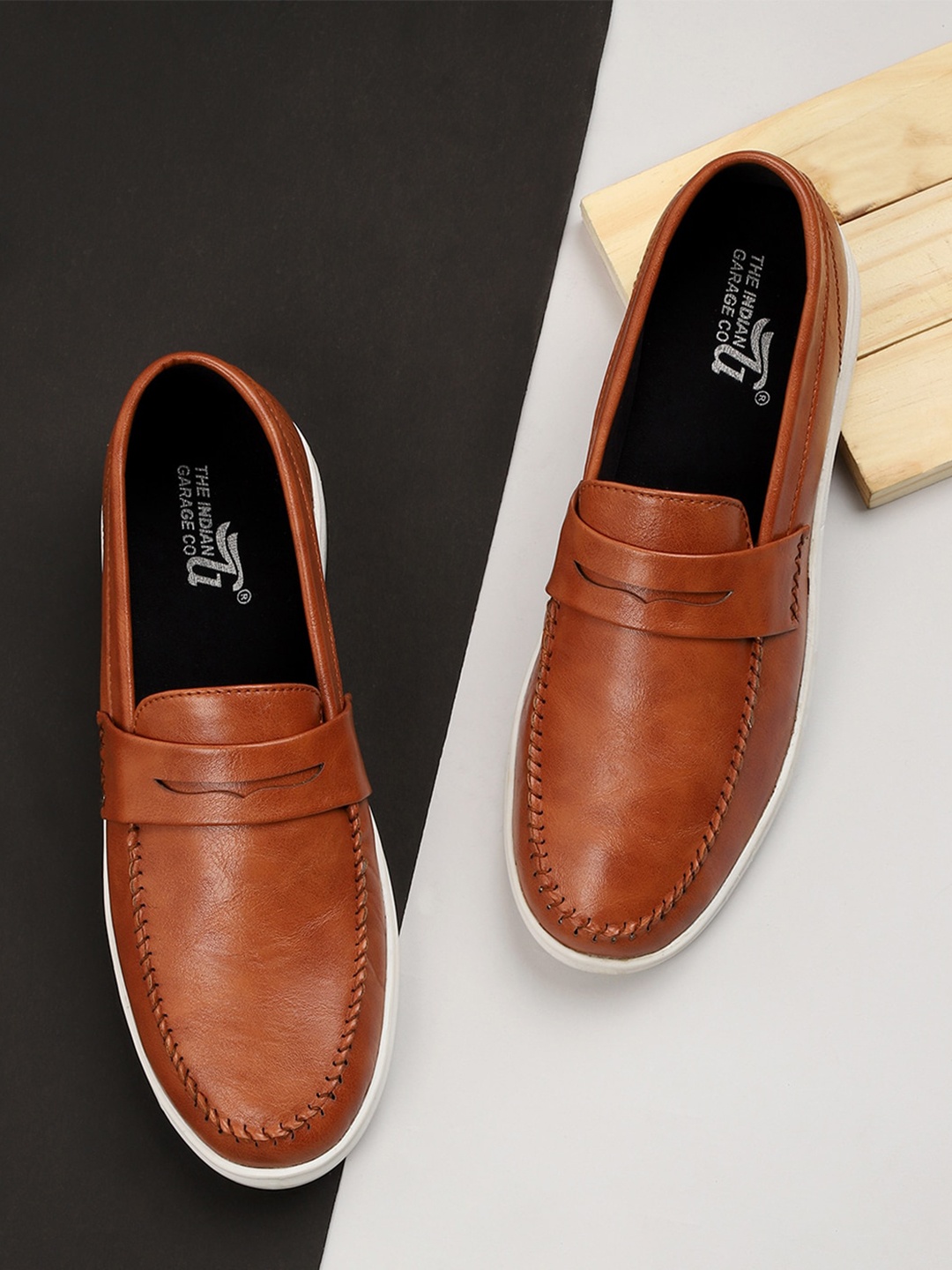 

The Indian Garage Co Men Comfort Insole Penny Loafers, Tan