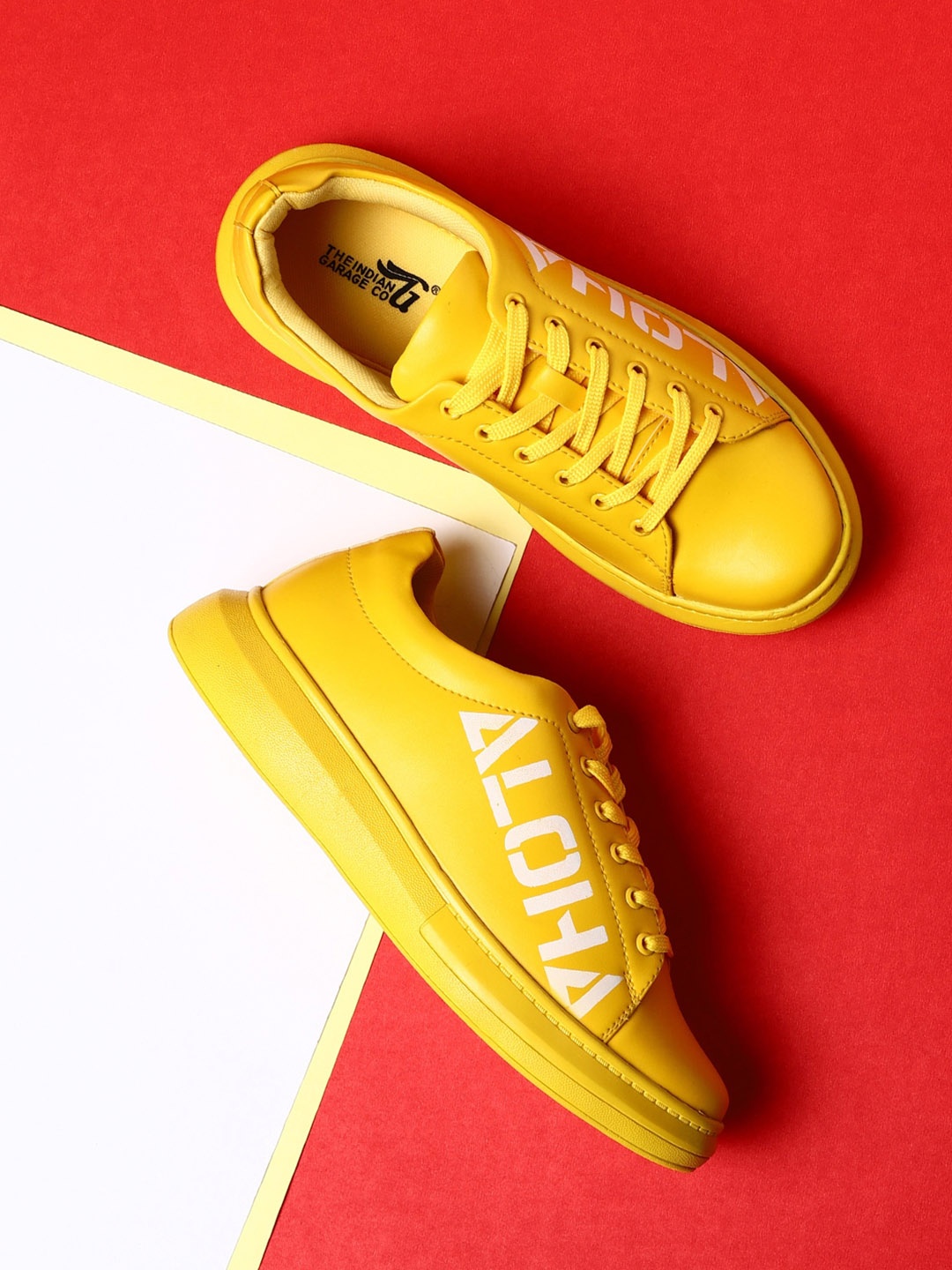 

The Indian Garage Co Men Printed Sneakers, Yellow
