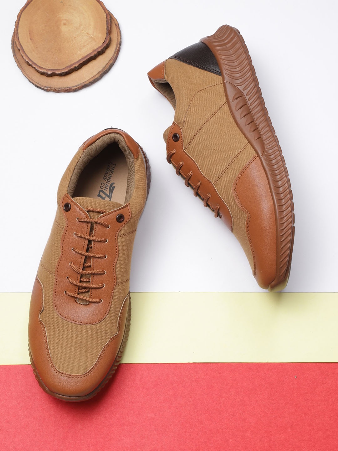 

The Indian Garage Co Men Colourblocked Sneakers, Tan