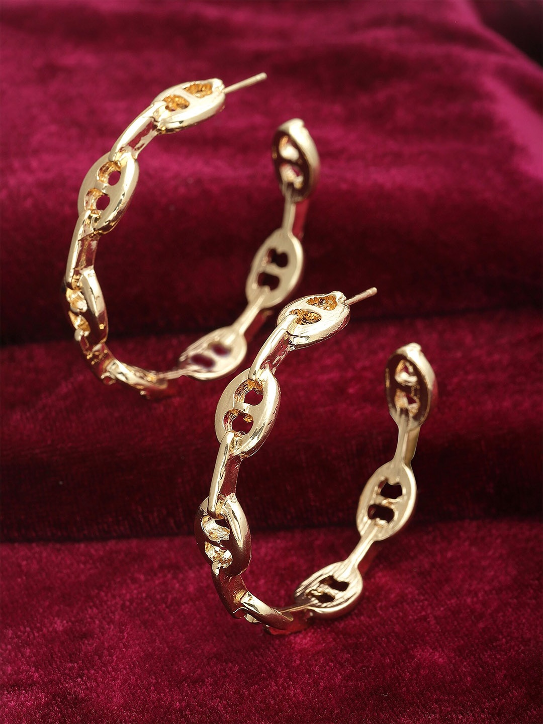 

Bohey by KARATCART Gold-Plated Circular Half Hoop Earrings