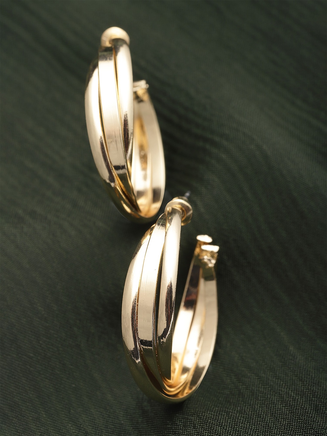 

Bohey by KARATCART Gold-Plated Circular Half Hoop Earrings