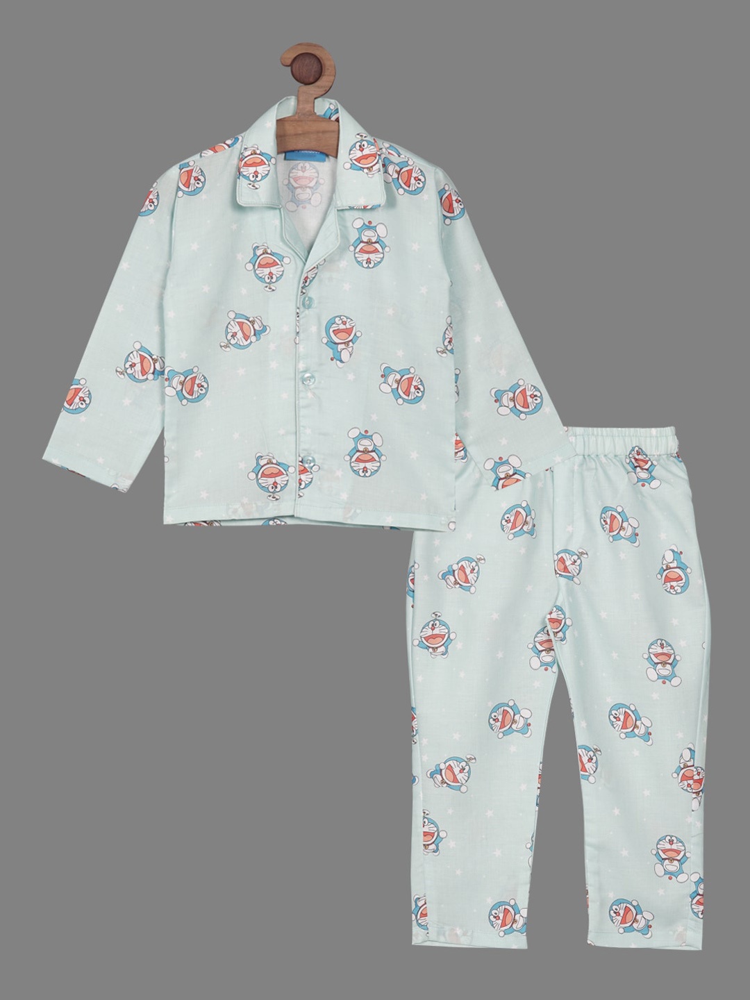 

RIKIDOOS Boys Doraemon Printed Pure Cotton Night Suit, Green