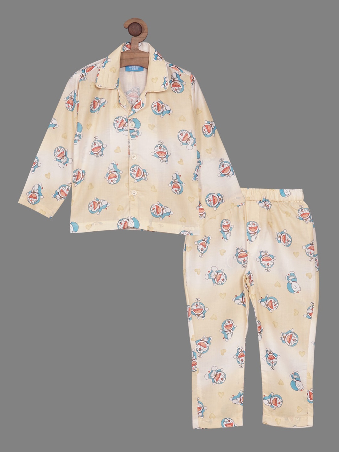

RIKIDOOS Boys Printed Pure Cotton Night Suit, Yellow