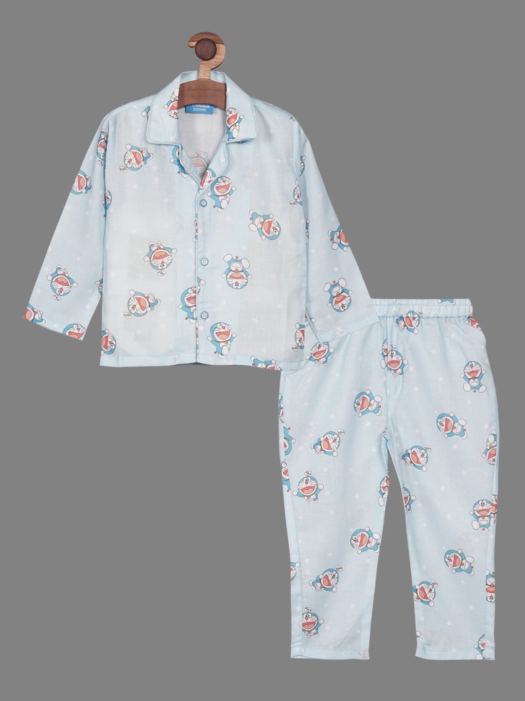 

RIKIDOOS Boys Printed Pure Cotton Night Suit, Blue