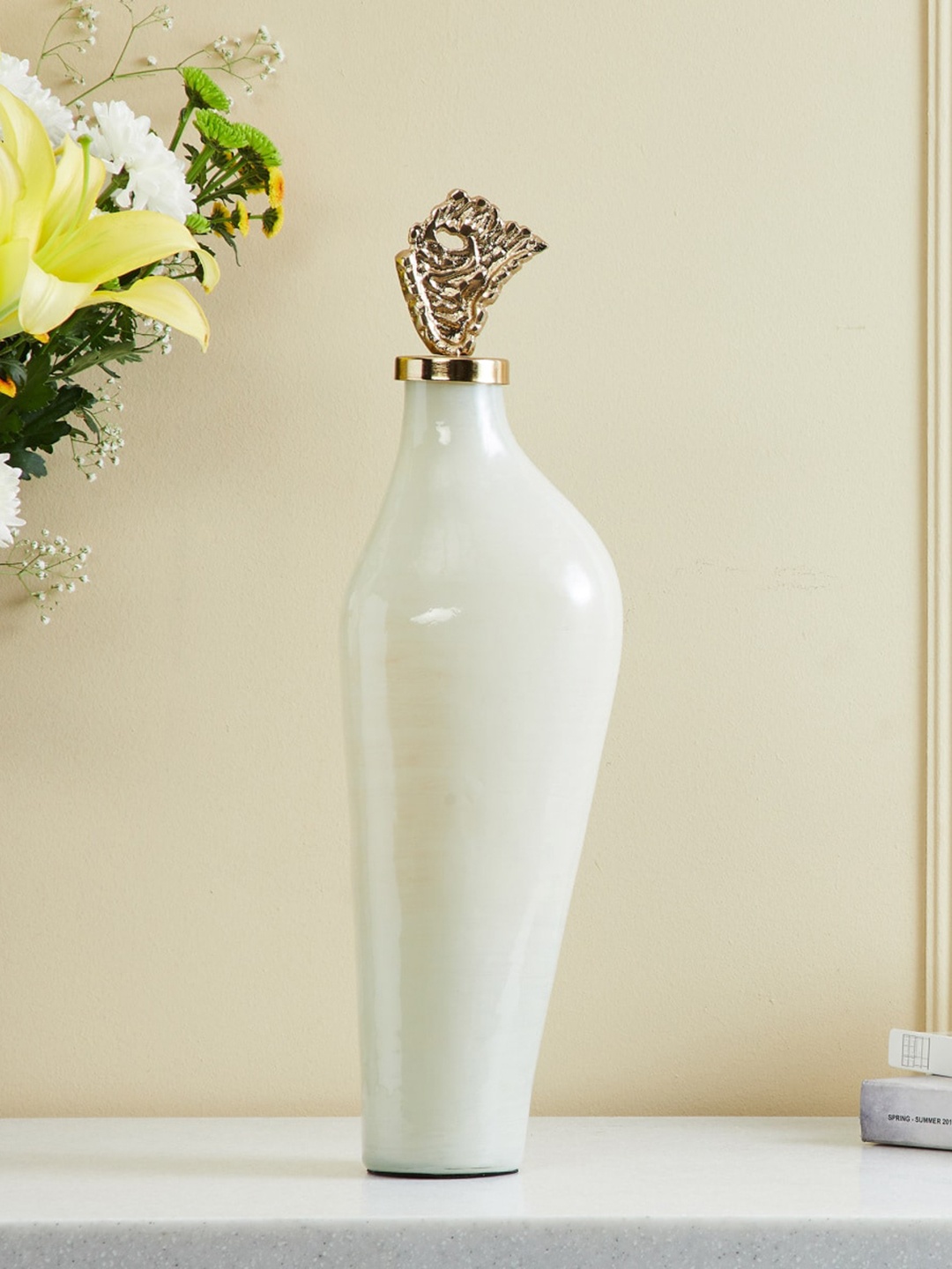 

Home Centre Eternity Glass Decorative Canister with Aluminium Lid, White