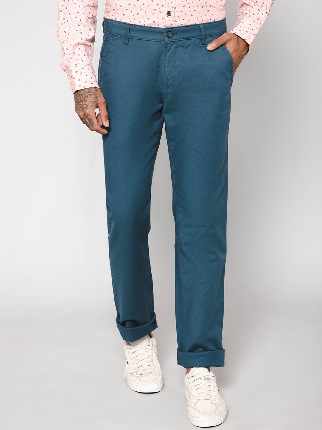 

Cantabil Men Easy Wash Casual Cotton Chinos Trousers, Teal
