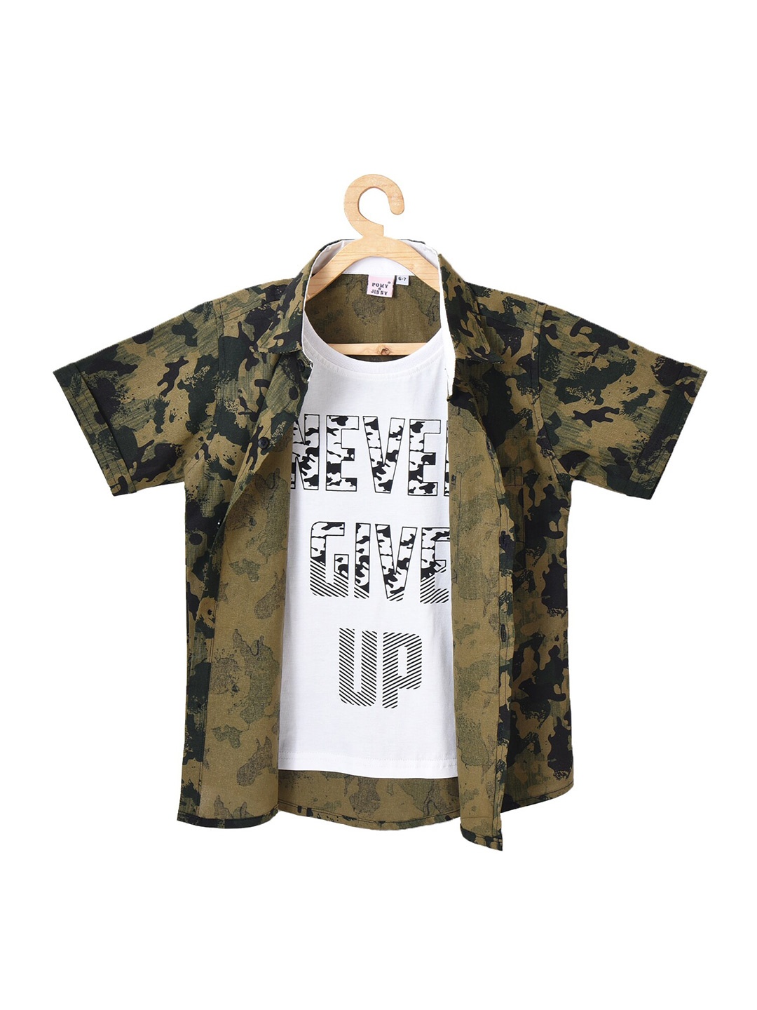

POMY & JINNY Camouflage Printed Cotton Slim Fit Casual Shirt, Green
