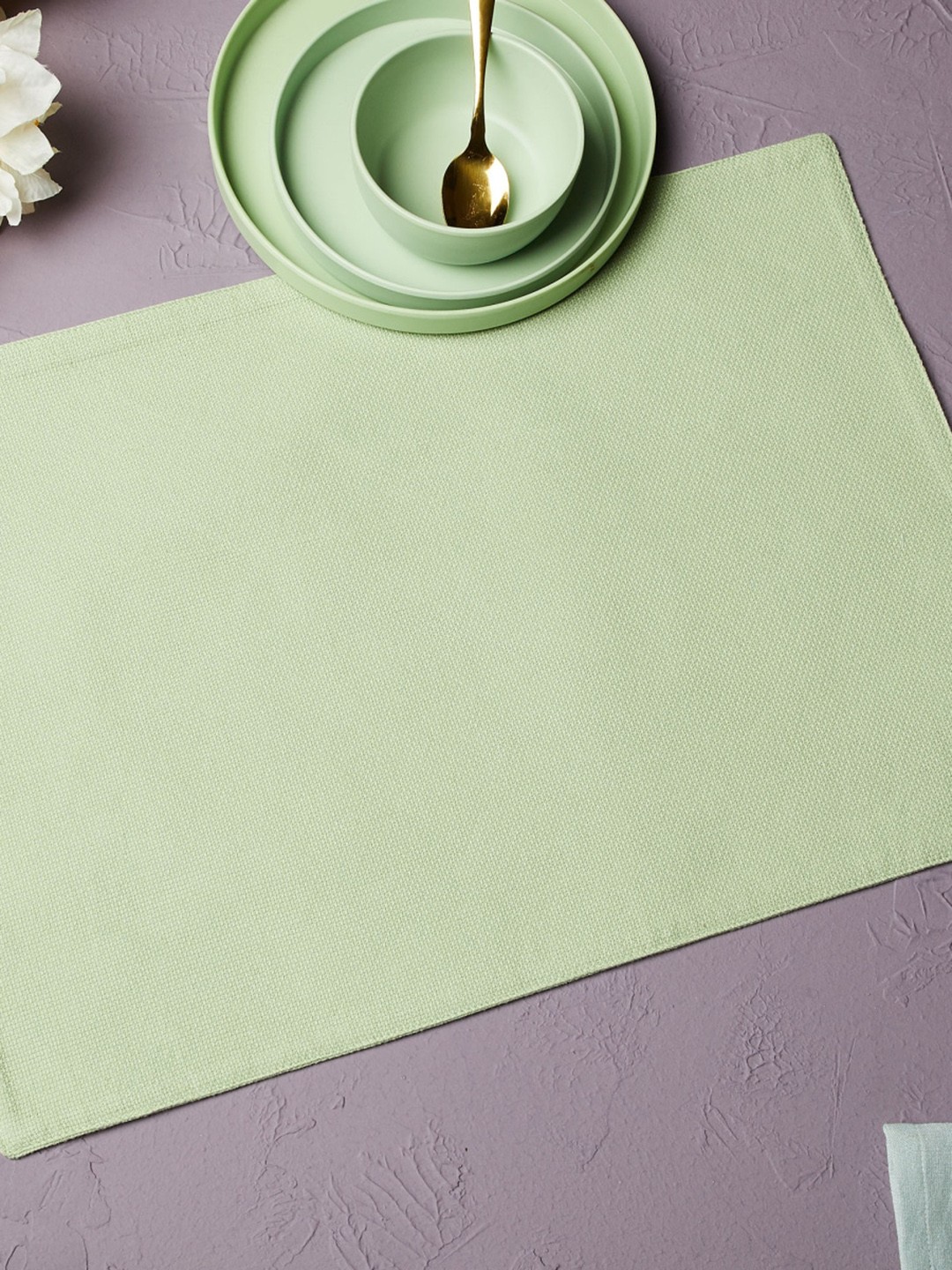 

Home Centre Soulful Pastels Green Rectangular Shaped Cotton Table Placemat