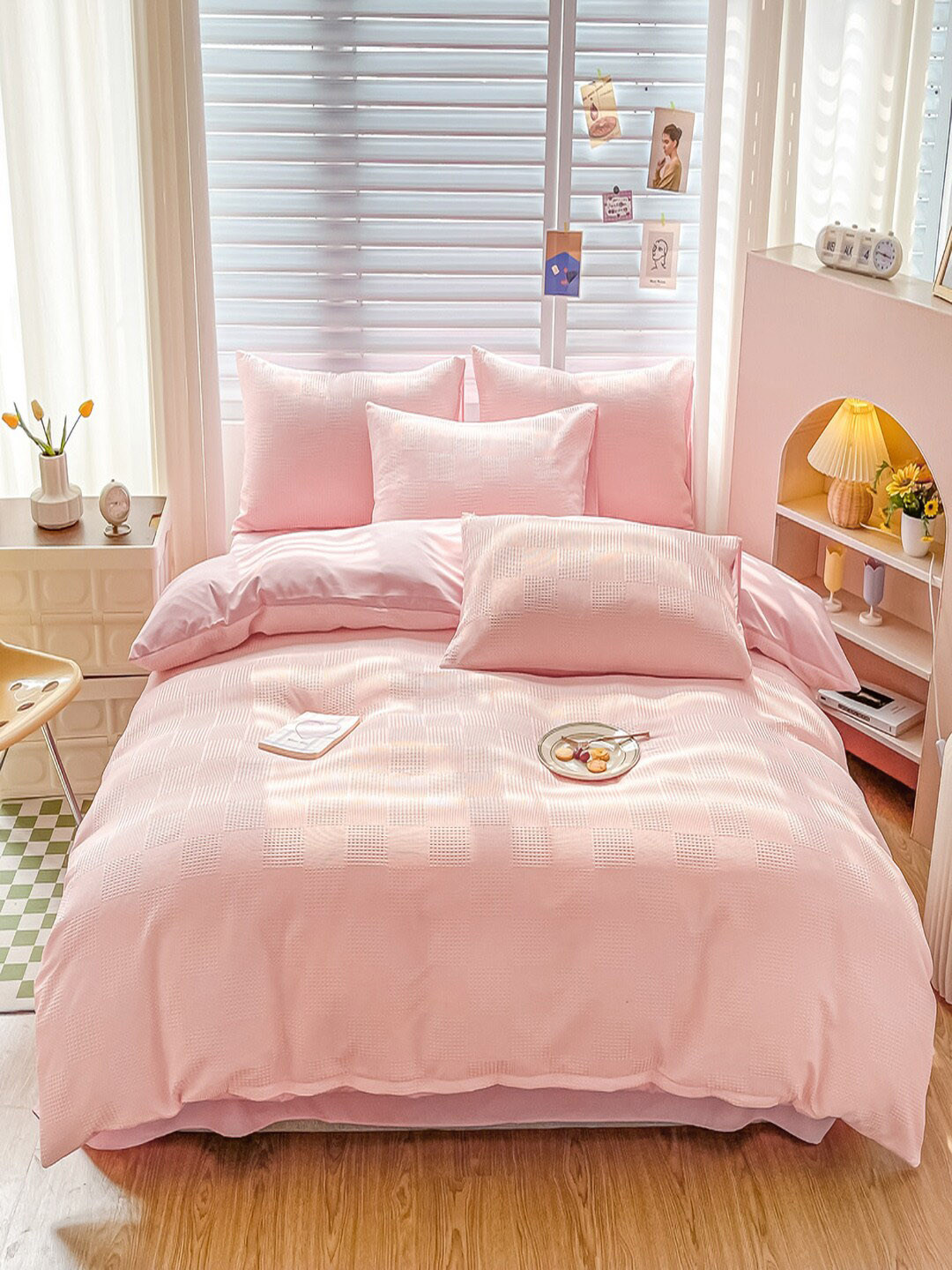 

JC Collection Pink Self-Design Double King Bedding Set