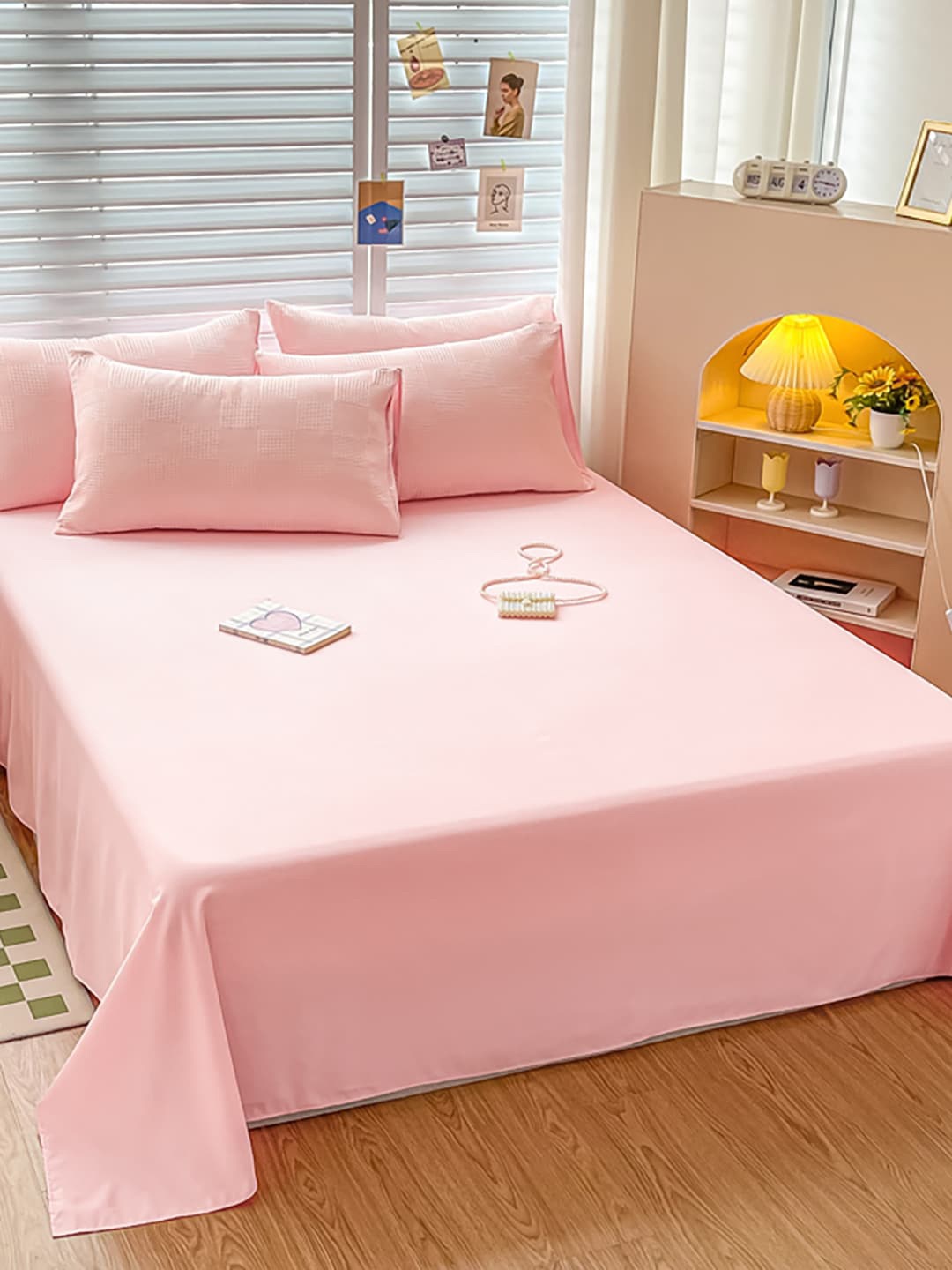 

JC Collection Pink Checked Double Queen Bedding Set