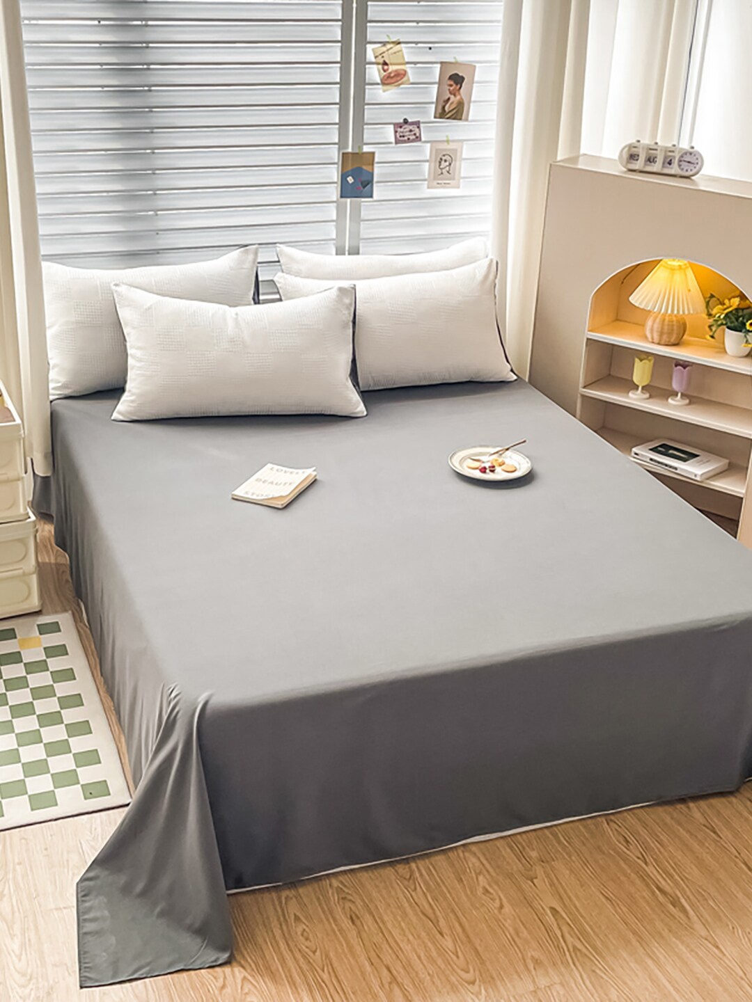 

JC HOME Grey & Beige Printed Double Queen Bedding Set