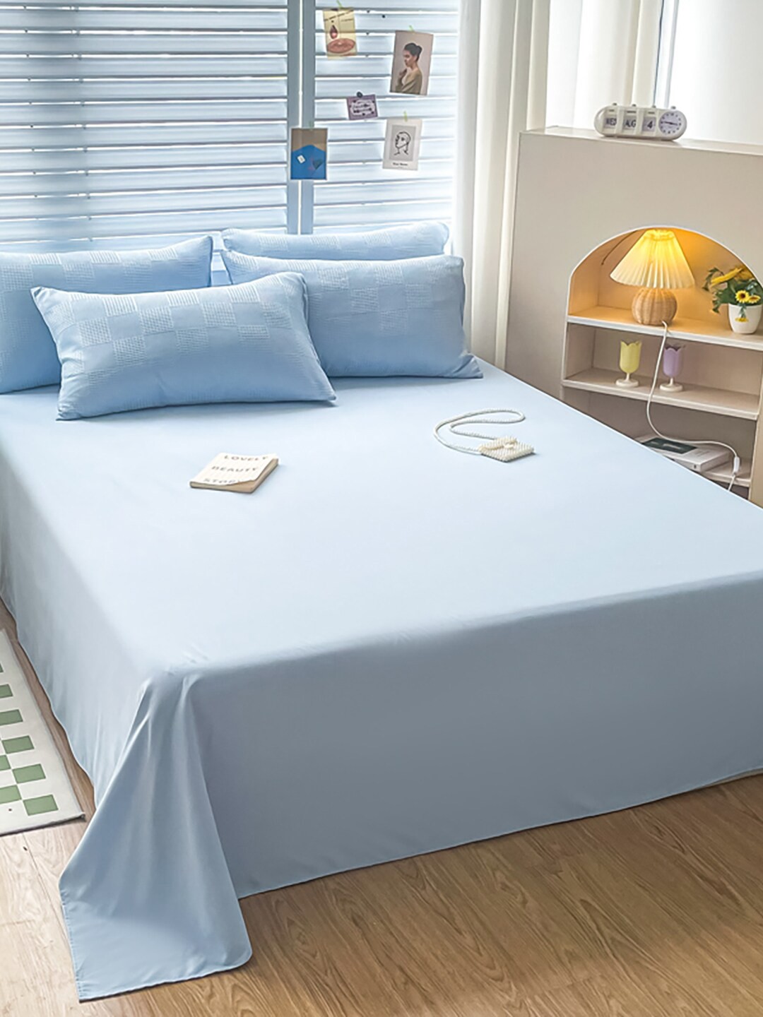 

JC Collection Blue Solid Double Queen Bedding Set