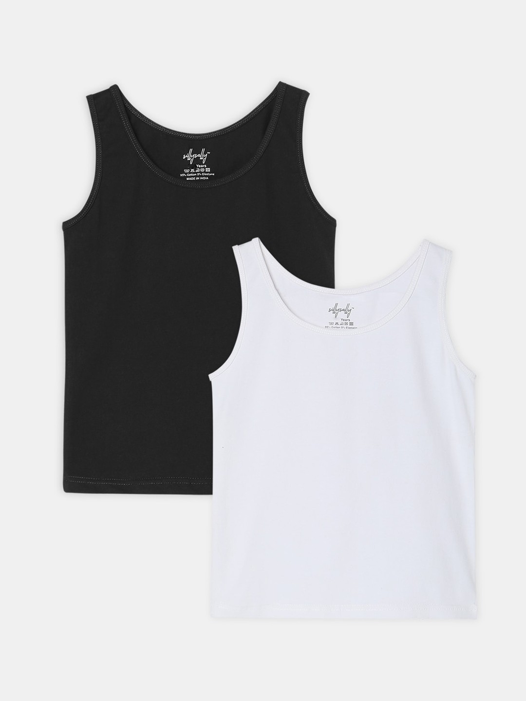 

Sillysally Girls Set Of 2 Innerwear Vests, Black
