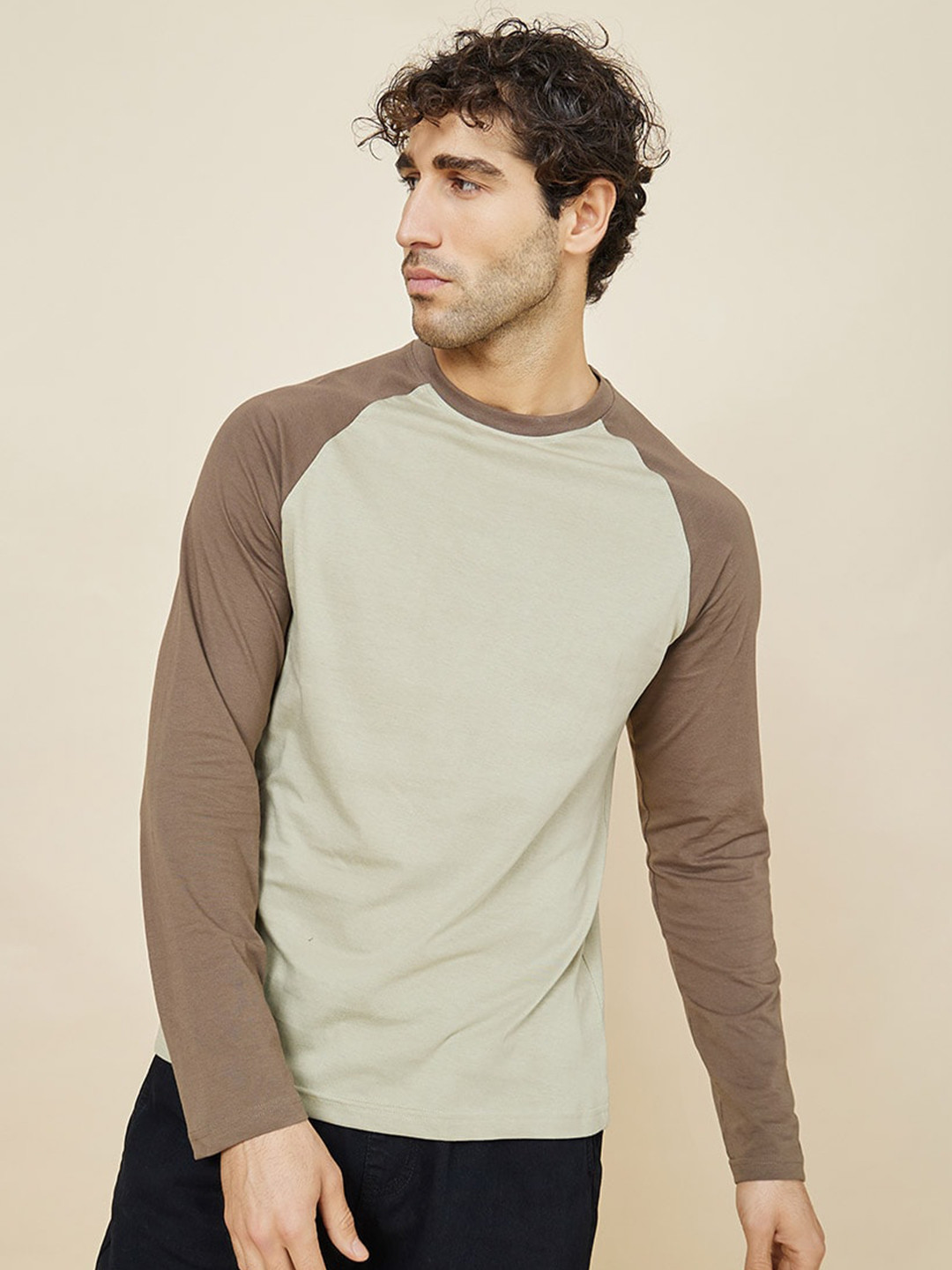 

Styli Raglan Sleeves Cotton T-shirt, Beige