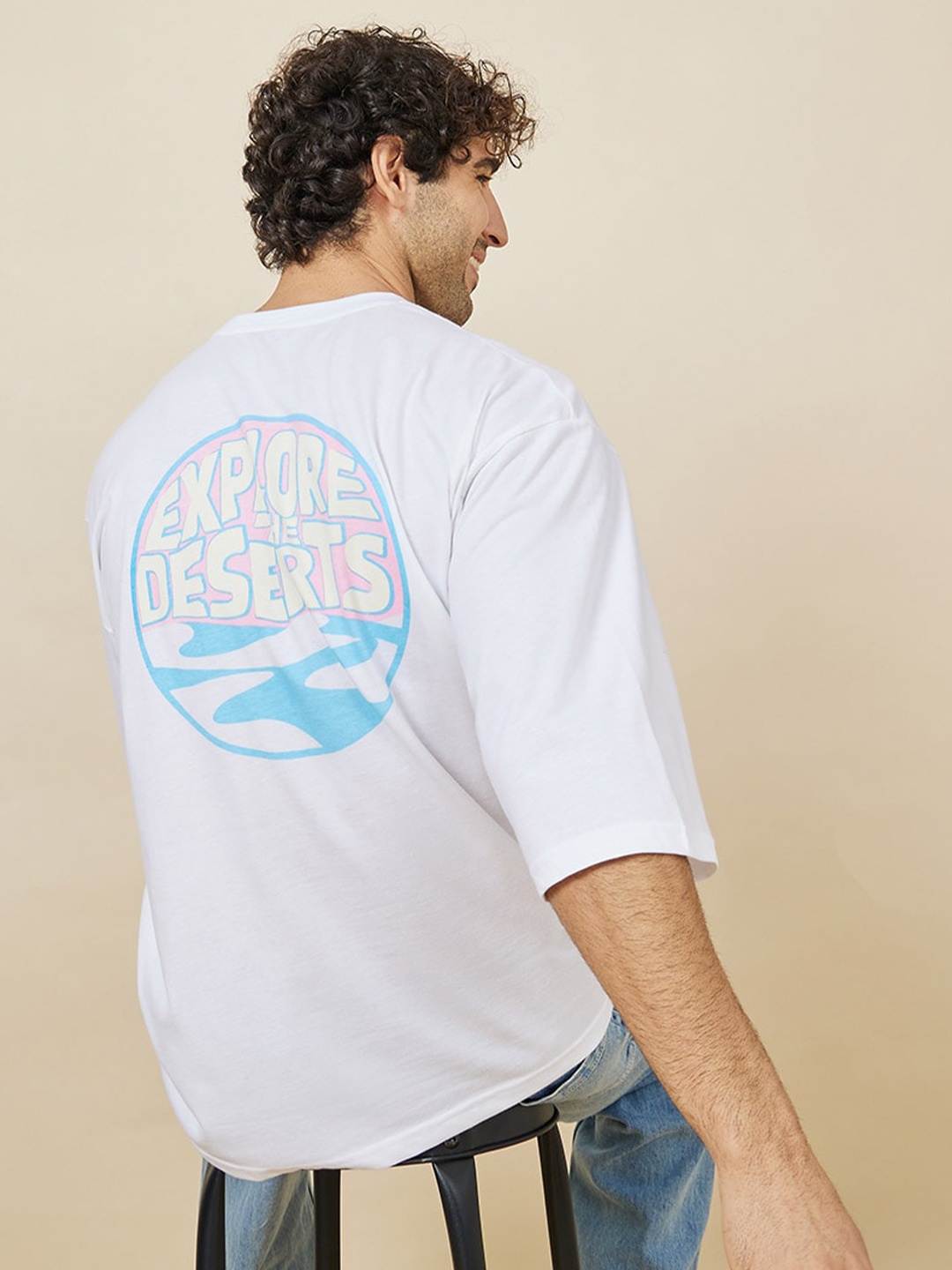 

Styli Graphic Drop Shoulder Oversized T-Shirt, White