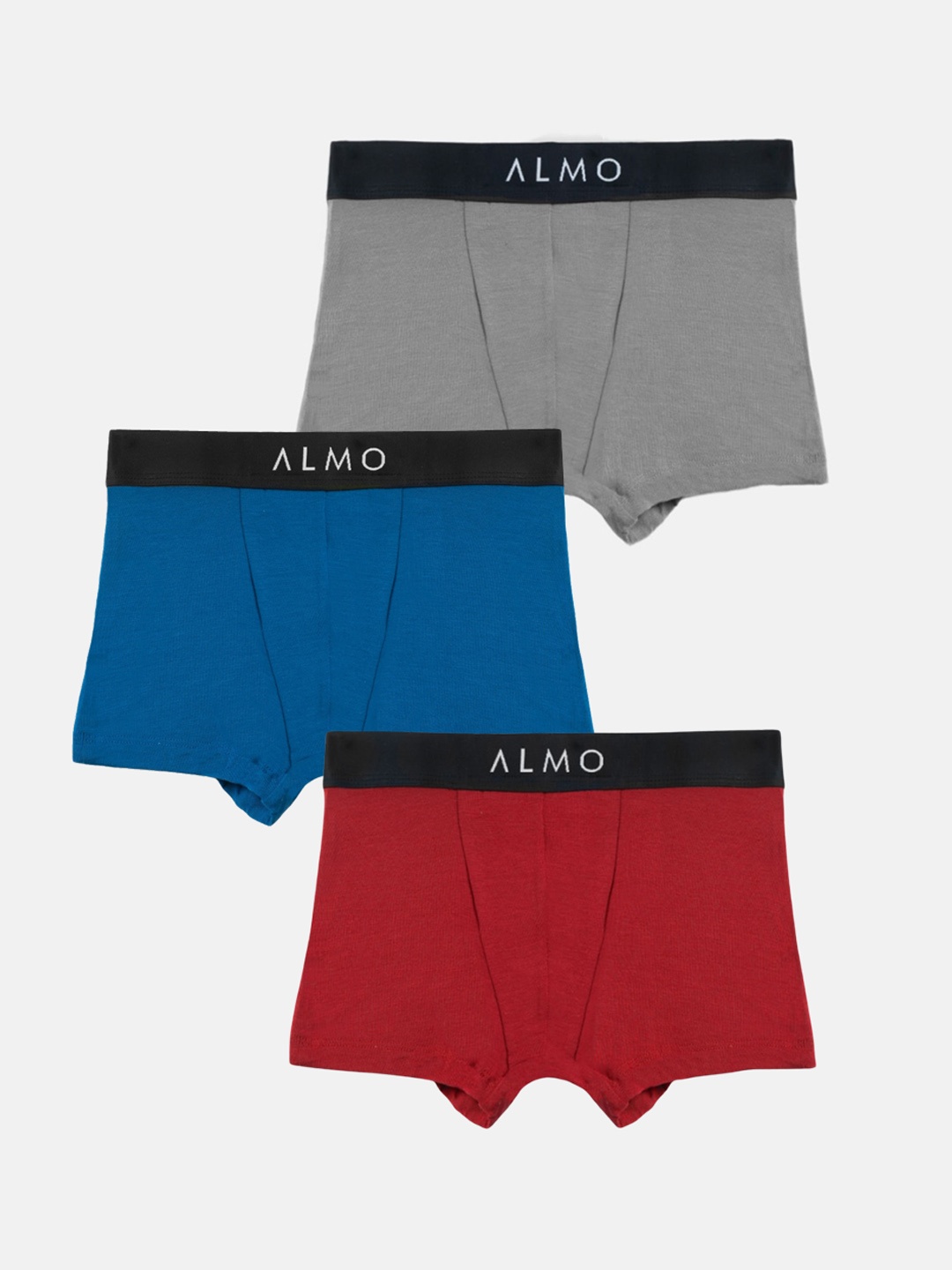 

Almo Wear Pack Of 3 Logo Printed Detail Anti-Bacterial Trunks, Grey