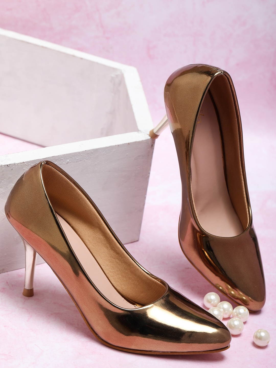 

SHUZ TOUCH Pointed Toe Stiletto Pumps, Copper