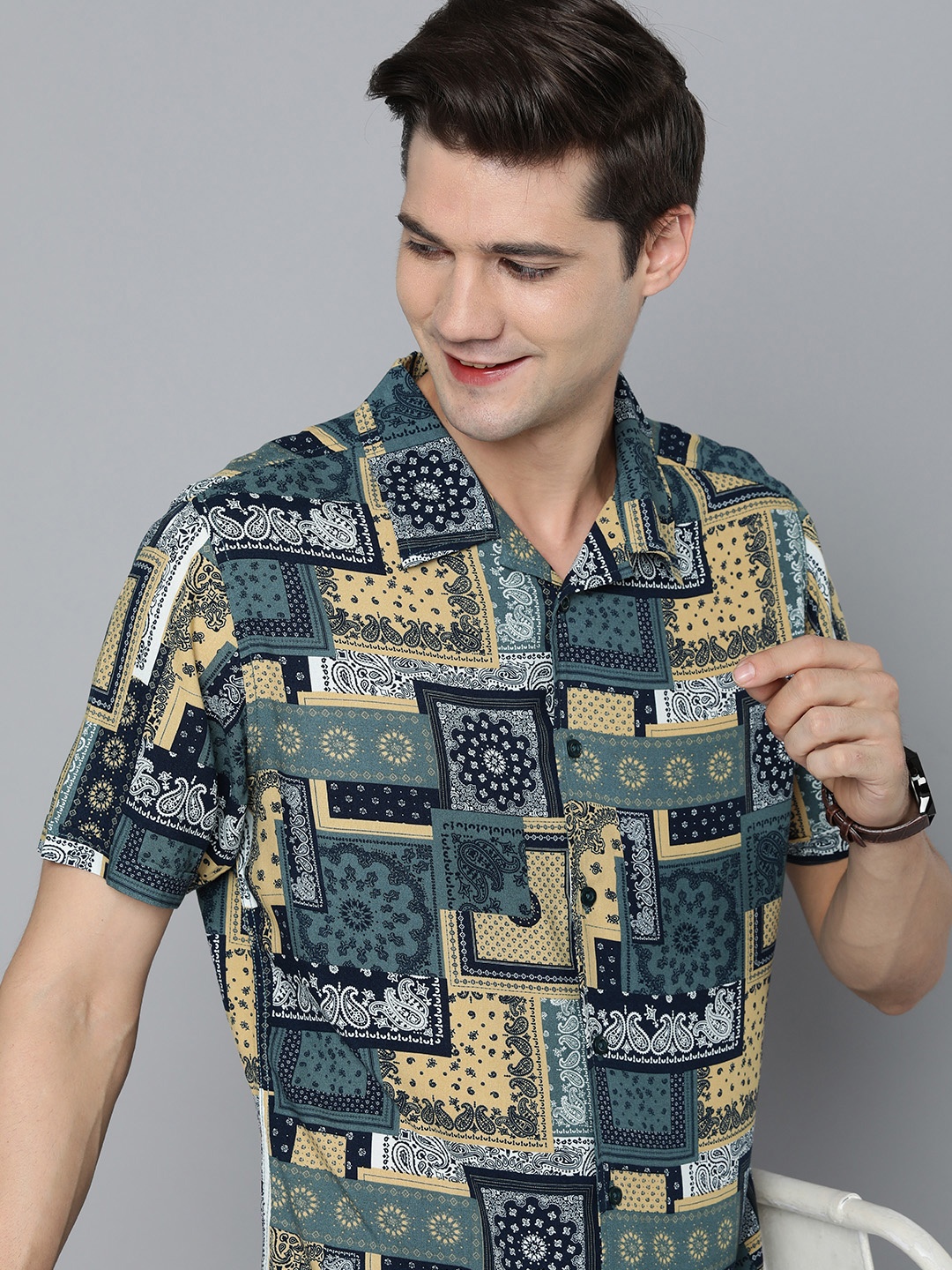 

HERE&NOW Slim Fit Opaque Printed Casual Shirt, Multi