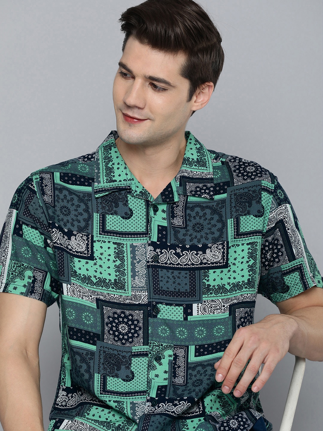 

HERE&NOW Slim Fit Opaque Printed Casual Shirt, Multi