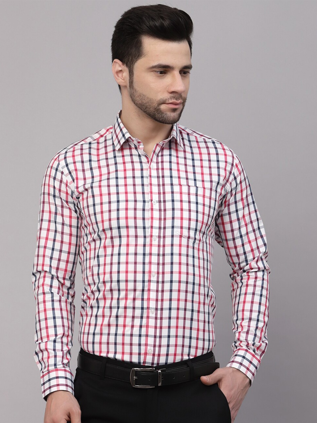 

Style Quotient Smart Fit Gingham Checked Printed Formal Shirt, White