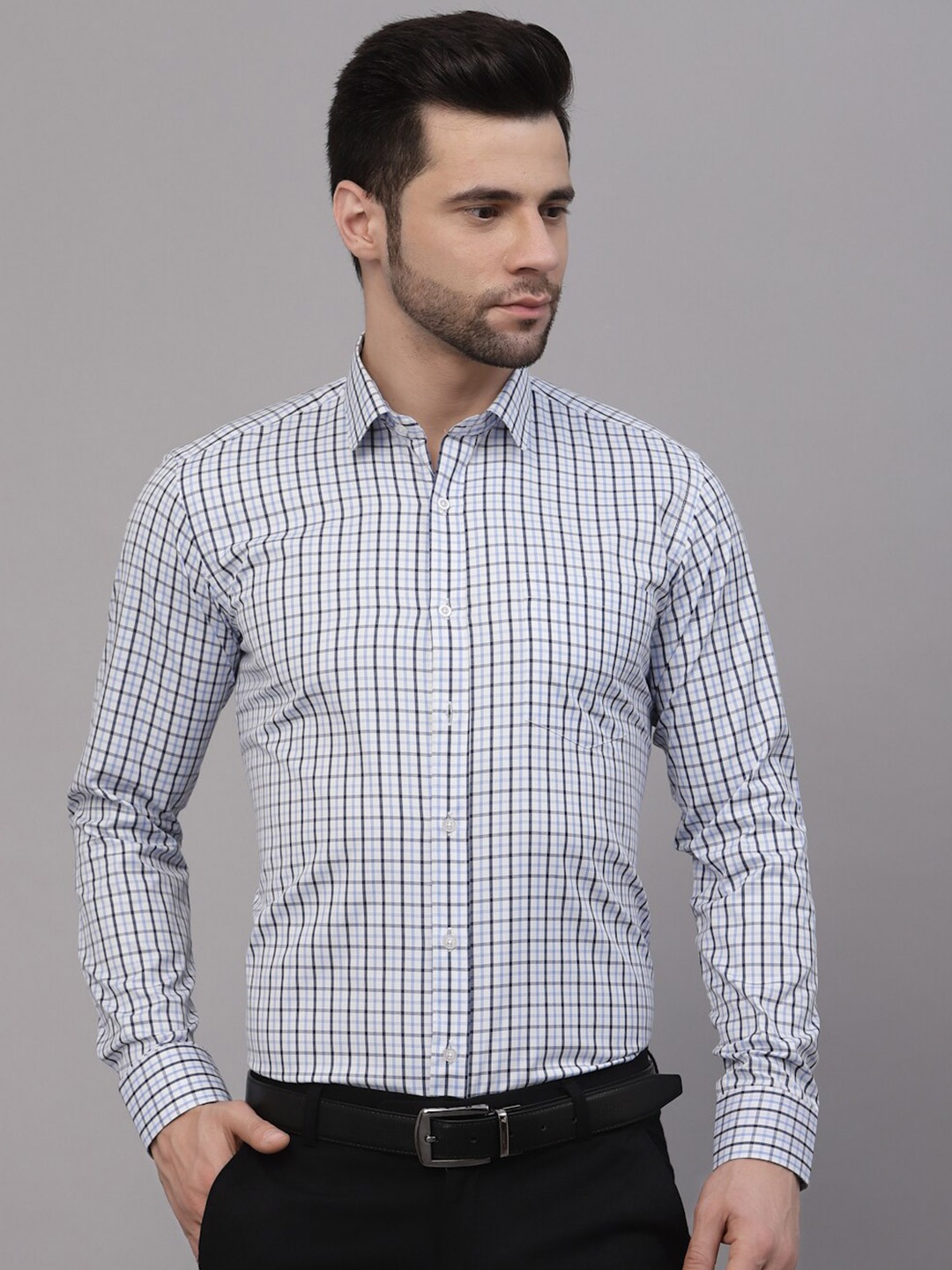 

Style Quotient Smart Fit Checked Printed Formal Shirt, White