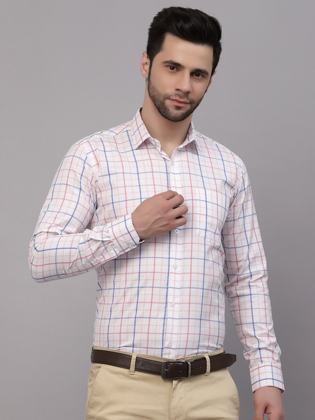 

Style Quotient Smart Tartan Checked Opaque Formal Shirt, White