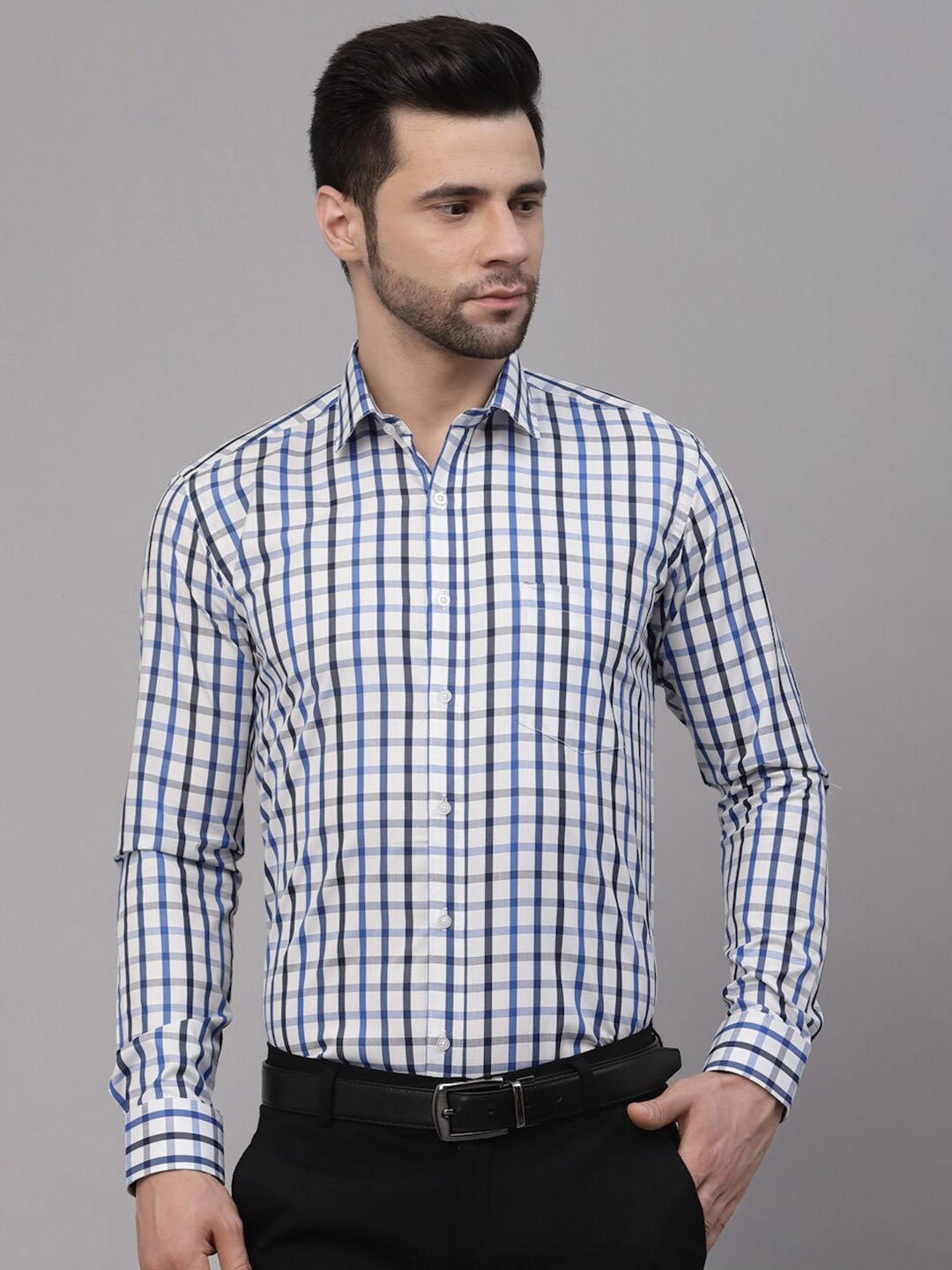 

Style Quotient Men Checked Formal Shirt, White