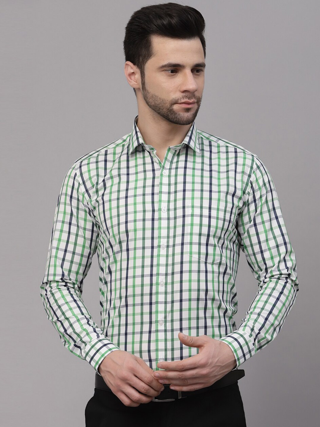 

Style Quotient Smart Tartan Checked Formal Shirt, Green