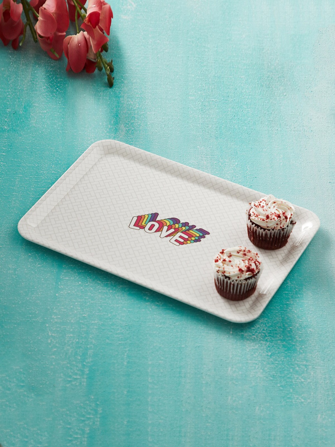 

Home Centre Garnet Grey & Red Printed Melamine Serving Tray