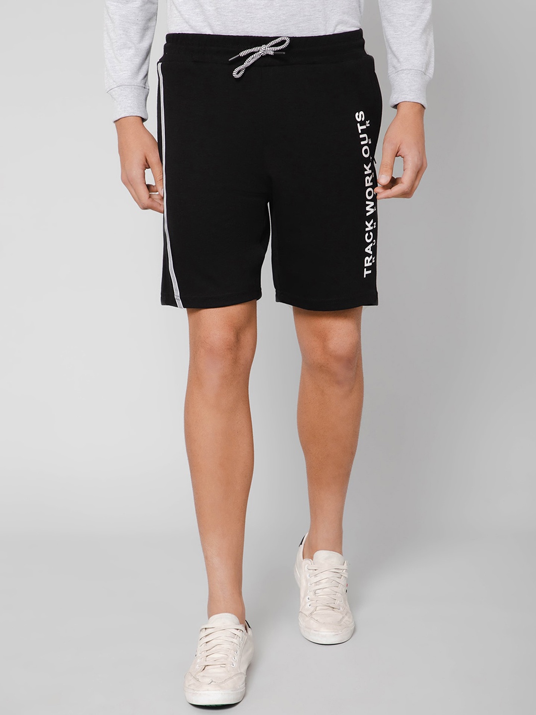 

Cantabil Men Printed Cotton Sports Shorts, Black