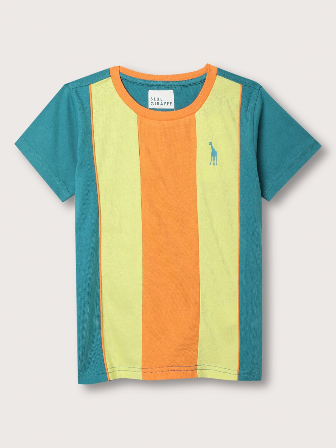 

Blue Giraffe Boys Striped Pure Cotton T-shirt, Sea green
