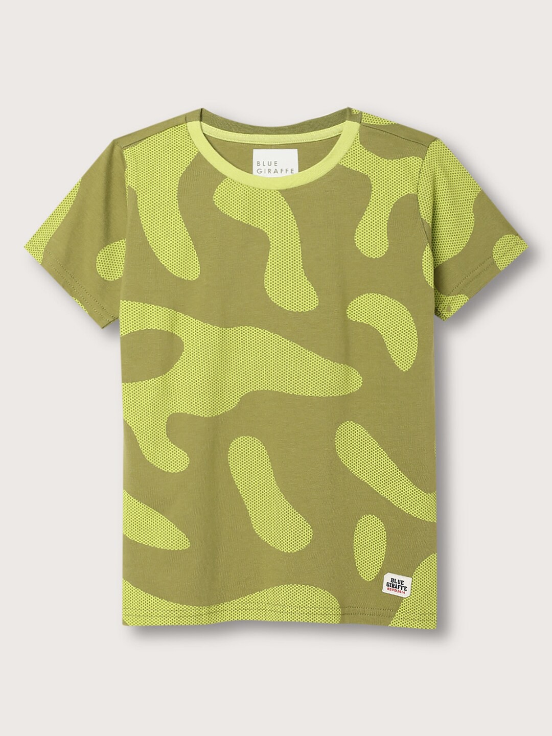 

Blue Giraffe Boys Camouflage Printed Cotton T-shirt, Olive
