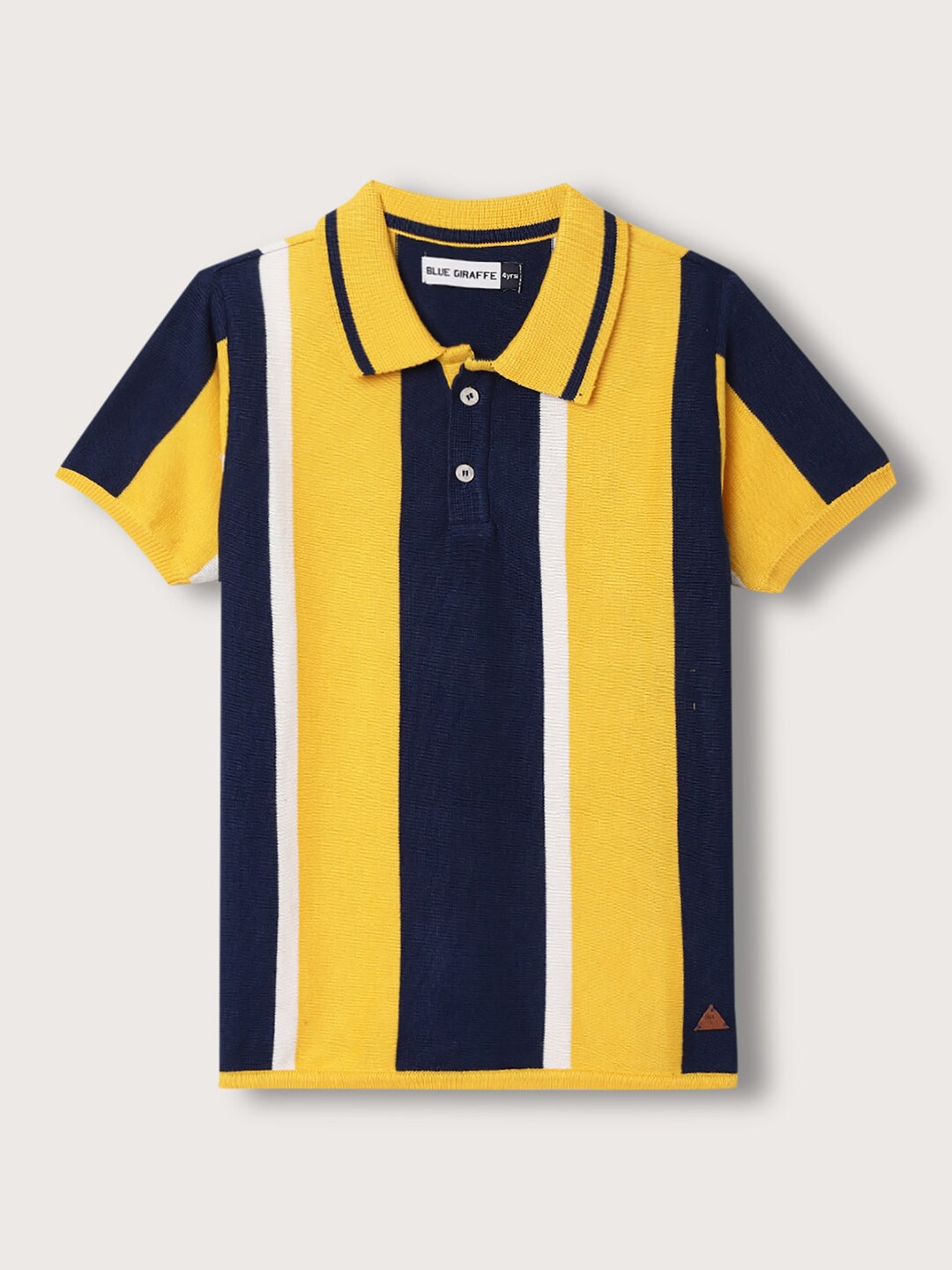 

Blue Giraffe Boys Striped Polo Collar Pure Cotton T-shirt, Navy blue
